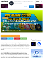 8 Best Trending Cryptos 2025: Michael Saylor’s Favorite Tops the List | Live Bitcoin News