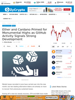 Ether and Cardano Primed for Monumental Highs as GitHub Activity Signals Strong Development ⋆ ZyCrypto