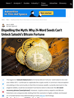 Dispelling the Myth: Why 24-Word Seeds Can't Unlock Satoshi’s Bitcoin Fortune