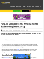 Pump.fun Concludes $500M ICO in 12 Minutes — But Something Doesn’t Add Up