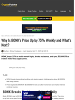 Why Is BONK's Price Up by 75% Weekly and What's Next?