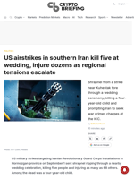 US airstrikes in southern Iran kill five at wedding, injure dozens as regional tensions escalate