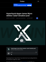 Hyperliquid degen James Wynn deletes 'cabal' donation post
