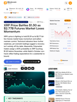 XRP Price Battles $1.30 as $2.77B Futures Market Loses Momentum