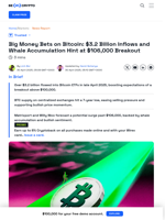 How Whale Accumulation Points to Bitcoin’s $106,000 Breakout