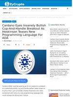 Cardano Eyes Insanely Bullish Cup-And-Handle Breakout As Hoskinson Teases New Programming Language For ADA ⋆ ZyCrypto