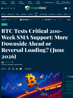 BTC Tests Critical 200-Week SMA Support: More Downside Ahead or Reversal Loading? (June 2026) - Crypto Daily