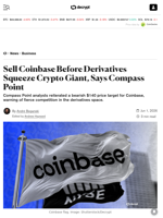 Sell Coinbase Before Derivatives Squeeze Crypto Giant, Says Compass Point - Decrypt