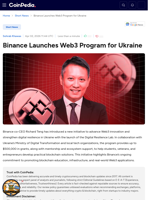 Binance Launches Web3 Program for Ukraine