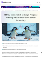 PENGU turns bullish as Pudgy Penguins teams up with Nasdaq-listed Sharps Technology - CoinJournal