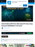 Grok Predicts XRP Price After Spot ETF Sees Crazy Demand: PEPENODE to 10x Soon?
