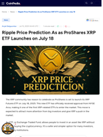 Ripple Price Prediction As as ProShares XRP ETF Launches on July 18