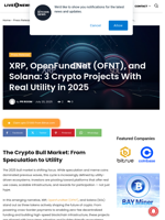 XRP, OpenFundNet (OFNT), and Solana: 3 Crypto Projects With Real Utility in 2025 | Live Bitcoin News
