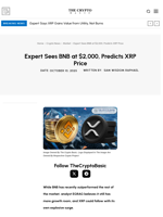 Expert Sees BNB at $2,000, Predicts XRP Price