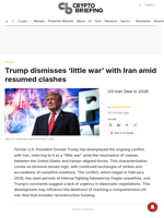 Trump dismisses 'little war' with Iran amid resumed clashes