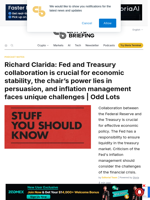 Richard Clarida: Fed and Treasury collaboration is crucial for economic stability, the chair's power lies in persuasion, and inflation management faces unique challenges | Odd Lots