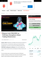 Binance Lists FUN/USDC as FUNToken Strengthens Global Trading Infrastructure - NullTX