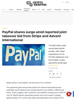 PayPal shares surge amid reported joint takeover bid from Stripe and Advent International