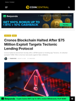 Cronos Blockchain Halted After $75 Million Exploit Targets Tectonic Lending Protocol - CoinCentral
