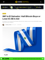 IMF to El Salvador: Halt Bitcoin Buys or Lose $3.5B in Aid - CoinCentral