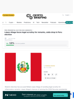 López Aliaga faces legal scrutiny for remarks, odds drop in Peru election