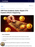 XRP Fees Suddenly Spike: Ripple CTO Explains What’s Happening