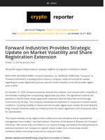 Forward Industries Provides Strategic Update on Market Volatility and Share Registration Extension
