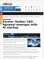 Former Twitter CEO Agrawal emerges with AI startup - The Crypto News Wire