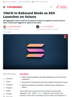 1INCH in Rebound Mode as DEX Launches on Solana | Coinspeaker