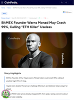 BitMEX Founder Warns Monad May Crash 99%, Calling “ETH Killer” Useless