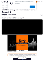 Bitcoin (BTC) Price Prediction for August 4