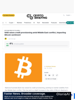 NAB raises credit provisioning amid Middle East conflict, impacting Bitcoin sentiment