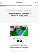 Canary Capital CEO Says XRP Is a Competitor to Wall Street