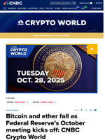 Bitcoin and ether fall as Federal Reserve’s October meeting kicks off: CNBC Crypto World
