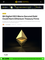 Bit Digital CEO Warns Secured Debt Could Harm Ethereum