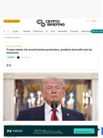 Trump claims US armed Iranian protesters, predicts deal with Iran by tomorrow