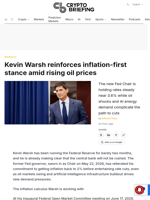Kevin Warsh reinforces inflation-first stance amid rising oil prices