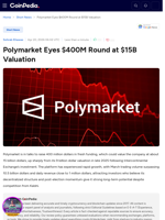 Polymarket Eyes $400M Round at $15B Valuation