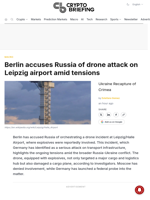 Berlin accuses Russia of drone attack on Leipzig airport amid tensions