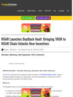 R0AR Launches BuyBack Vault: Bringing 1R0R to R0AR Chain Unlocks New Incentives