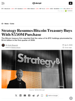 Strategy Resumes Bitcoin Treasury Buys With $330M Purchase - Decrypt