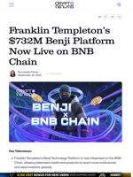 Franklin Templeton's $732M Benji Platform Now Live on BNB Chain