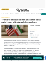 Trump to announce Iran ceasefire talks amid troop withdrawal discussions
