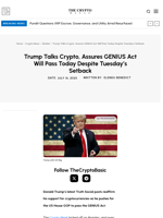 Trump Talks Crypto, Assures GENIUS Act Will Pass Today Despite Tuesday’s Setback