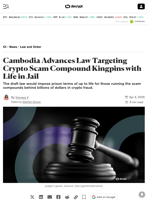 Cambodia Advances Law Targeting Crypto Scam Compound Kingpins with Life in Jail - Decrypt
