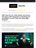 XRP Eyes $1.41, ADA Stalls, but Kevin O'Leary's ZKP Keynote Is Stealing the Spotlight! Could It Be The Next Big Crypto?