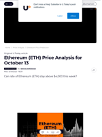 Ethereum (ETH) Price Analysis for October 13 - U.Today