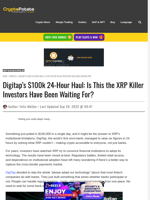 Digitap's $100k 24-Hour Haul: Is This the XRP Killer Investors Have Been Waiting For?