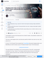 Trump posts may soon reach trading bots before users and prediction markets are not ready