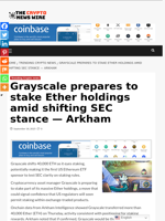Grayscale prepares to stake Ether holdings amid shifting SEC stance — Arkham - The Crypto News Wire